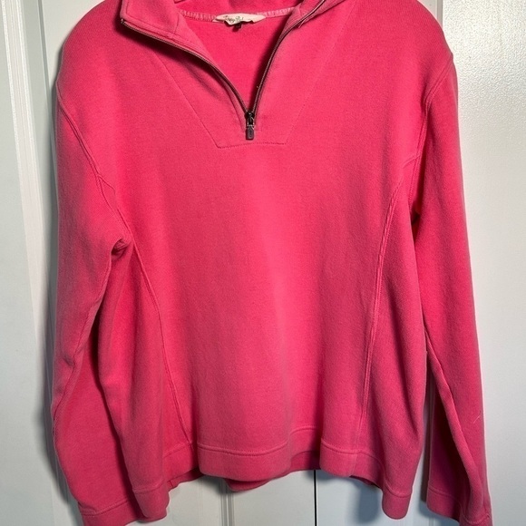 Tommy Bahama cotton fuchsia quarter zip sweater top, size medium - Picture 3 of 10